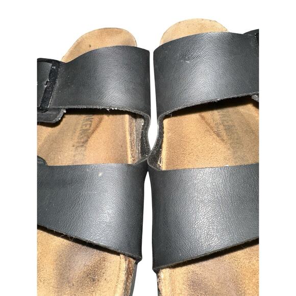 Birkenstock Sandals 41 Mens 8 Womens 10 Black Leather Slide Genuine main image 3